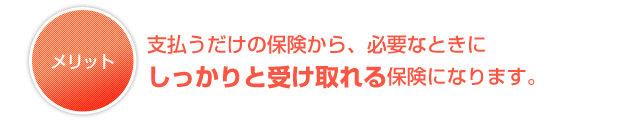 支払うだけの保険から、必要なときにしっかりと受け取れる保険になります。 